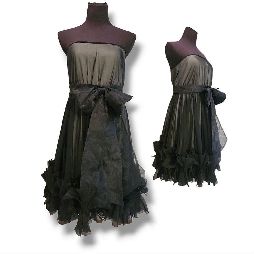 MARCHESA notte silk strapless dress